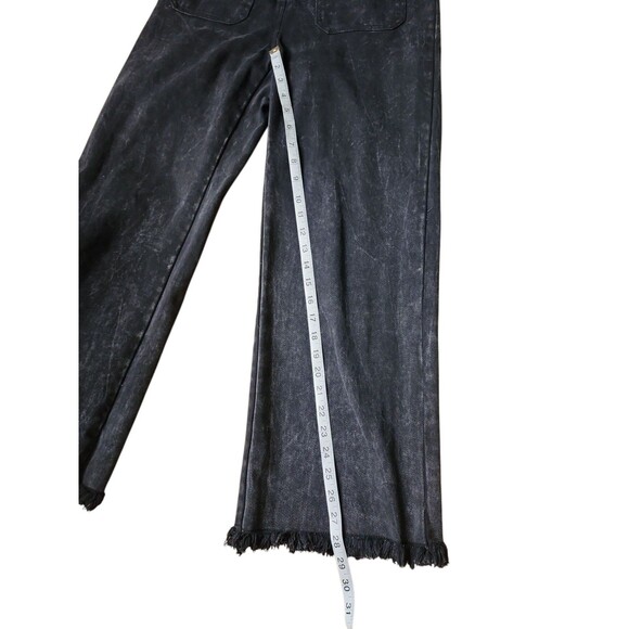 Umgee Denim Roll Tab Mechanic Coveralls Womens M Black Raw Hem Flawed Grunge - Picture 11 of 12